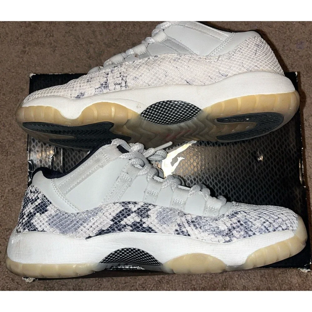 NIKE Air Jordan 11 Retro Low “Light Bone Snakeskin” Youth Size 5.5y